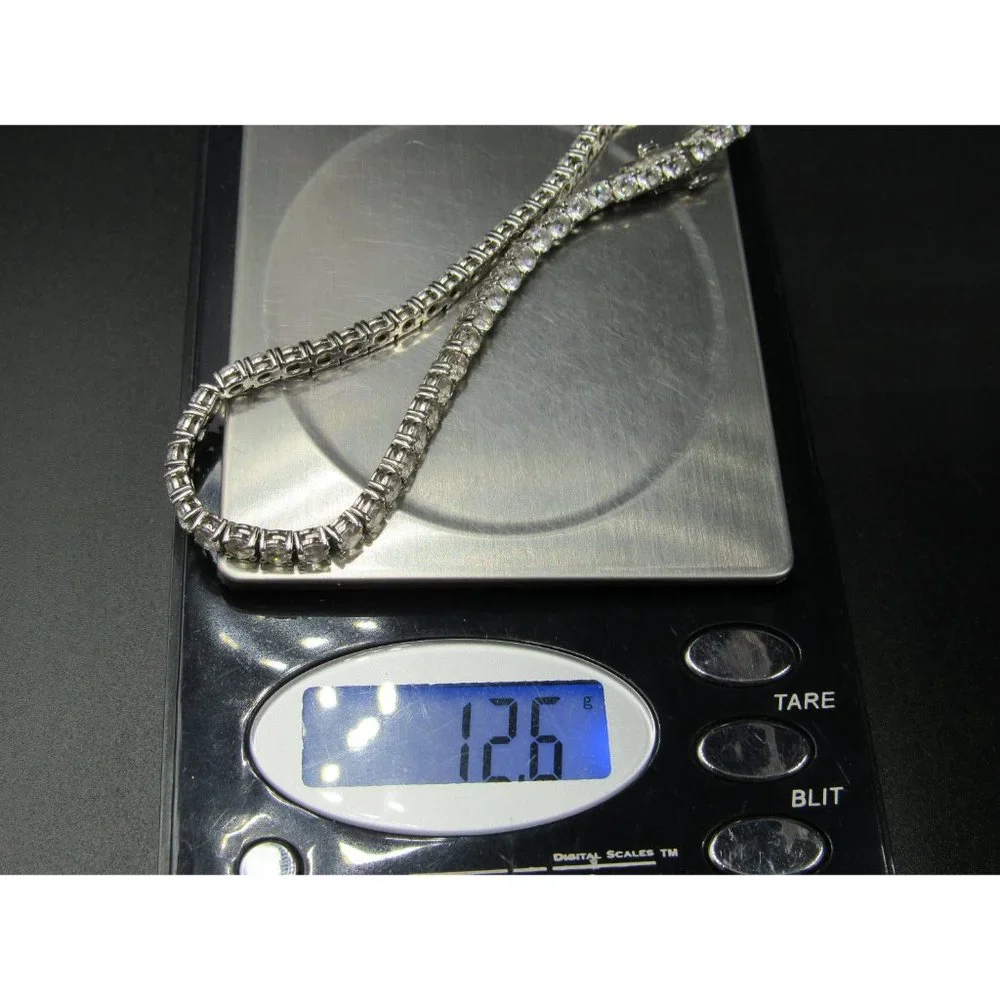 9" Sterling Silver Round Clear Cubic Zirconia Bracelet Vintage Wedding - Picture 6 of 6